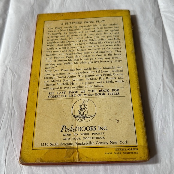 Thornton Wilder Our Town 1940 ,A Play in 3 Acts, overall clean age discoloration - Picture 2 of 7